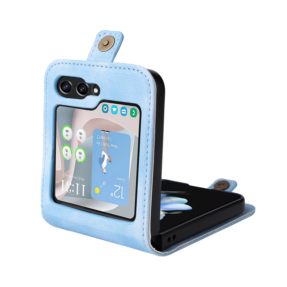 YIKATU YK-002 For Samsung Galaxy Z Flip6 5G Case Card Holders PU Leather Skin-touch Phone Cover - Baby Blue YIKATU YK-002 For Samsung Galaxy Z Flip6 5G Case Card Holders PU Leather Skin-touch Phone Cover - Baby Blue